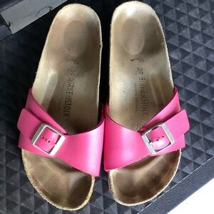 Birkenstock Pink Single Strap Slide Sandals size 39